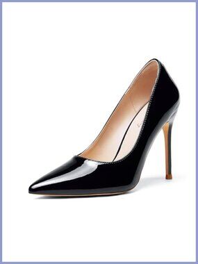 Faux Leather Pointed Toe Stiletto Pumps Slip-On Office Heels